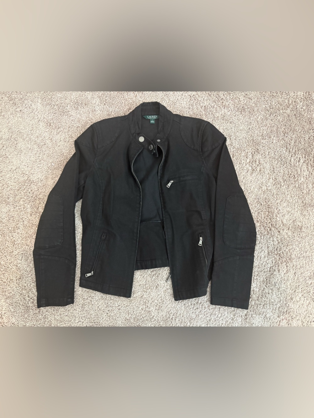 Ralph Lauren Black Denim Moto Jacket LIKE NEW